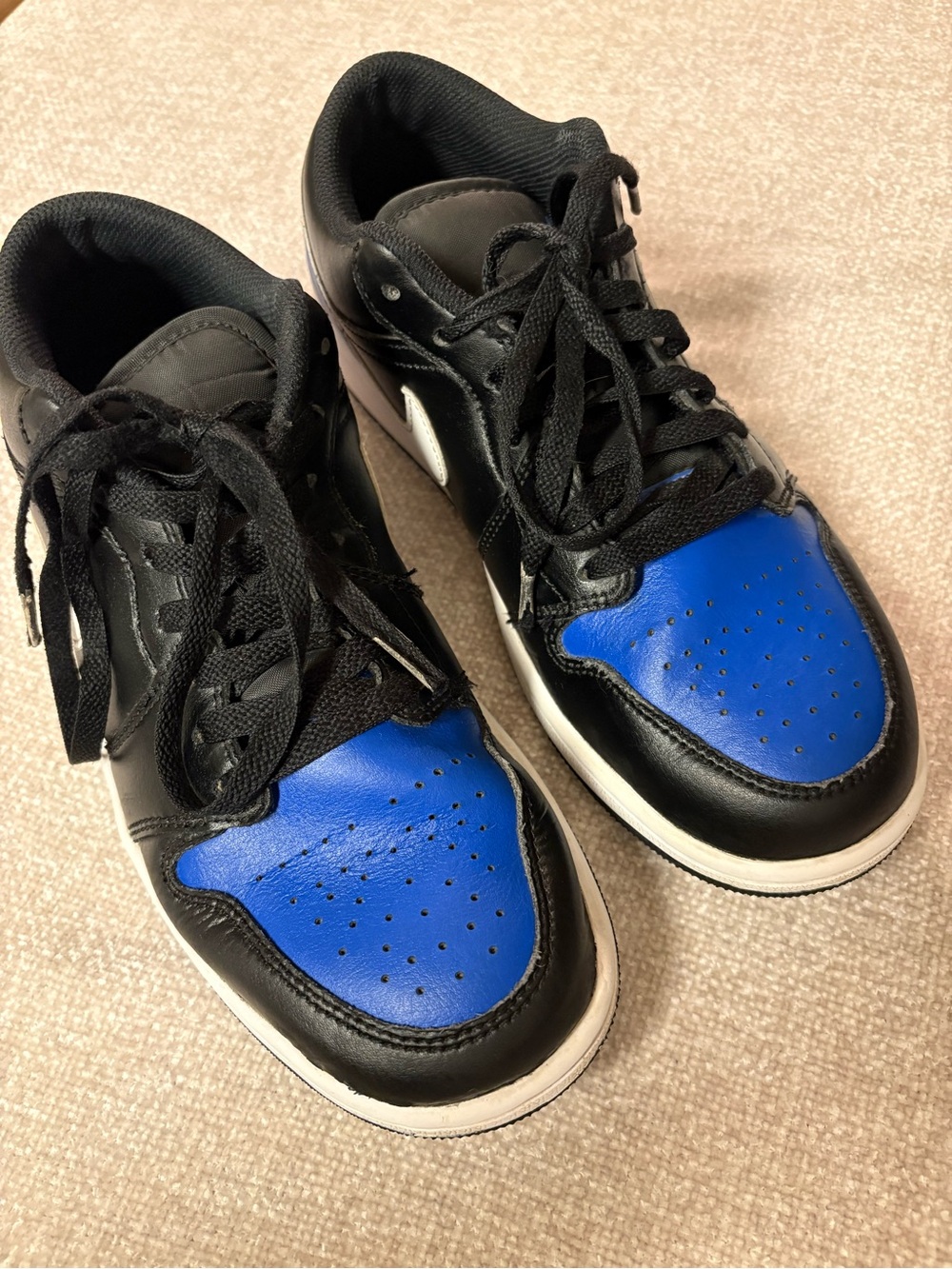 Nike Air Jordan Black and Blue Low-Top Sneakers Size 8.5